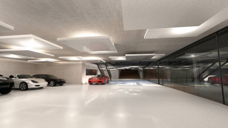 intérieur garage luxe pour voitures de collection et de sport