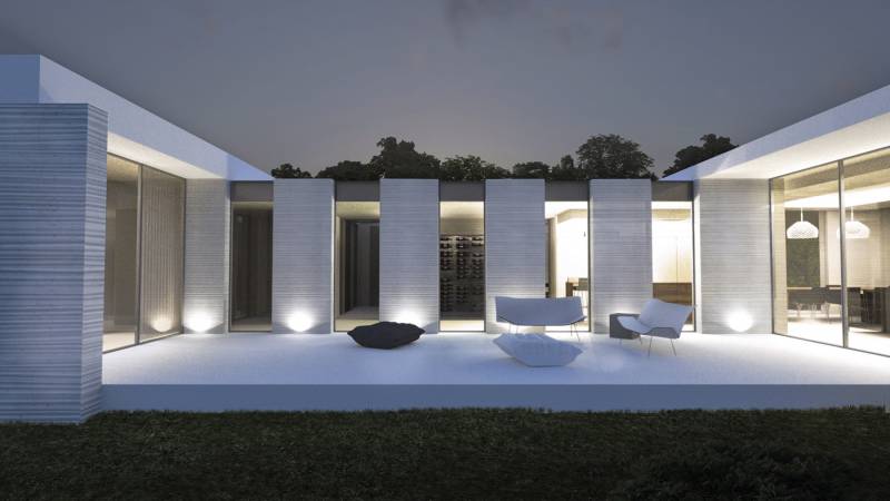 maison contemporaine design béton et verre à Charbonnière les Bains