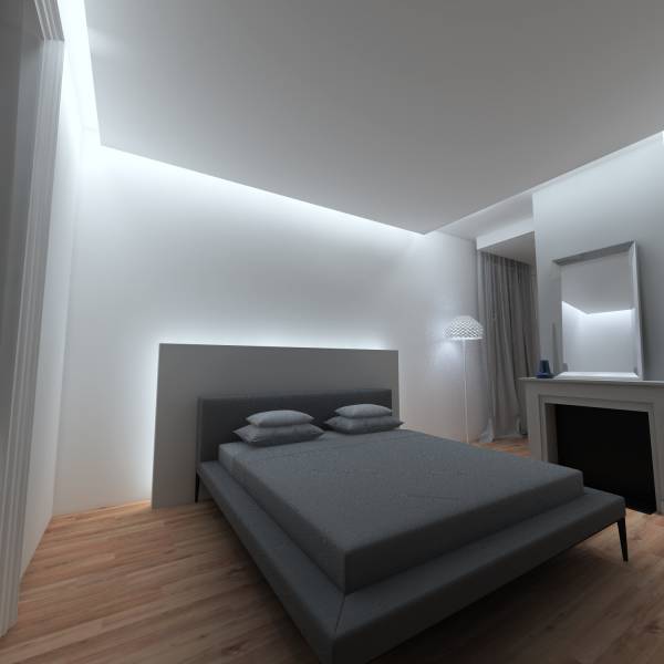 Plafond et tête de lit en décroché lumineu