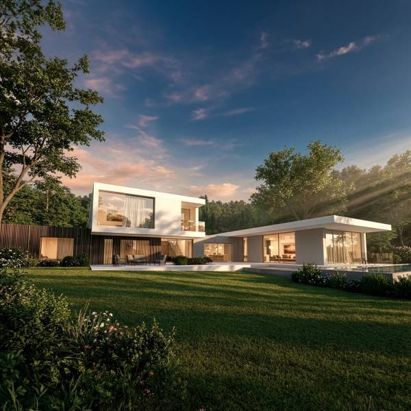 Maison moderne en Bretagne, vue océan