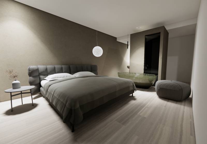 Chambre d'amis design et chaleureuse