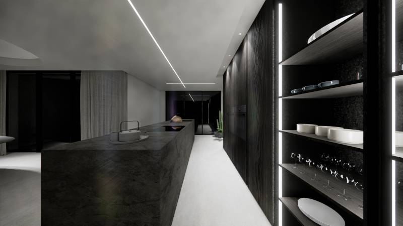 Cuisine design haut de gamme dans maison moderne