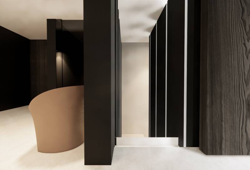 Escalier avec garde-corps bois toute hauteur
