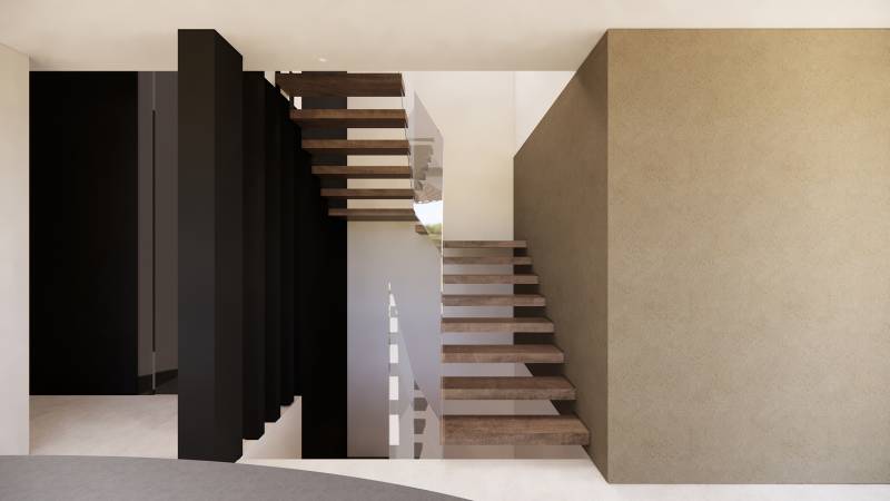Escalier bois ajouré en porte à faux