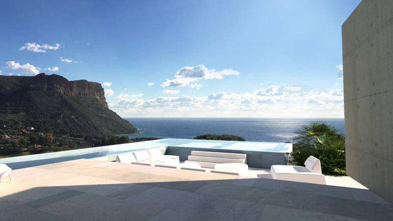 Piscine à débordement avec vue mer