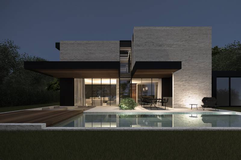 maison contemporaine avec piscine près de Lyon