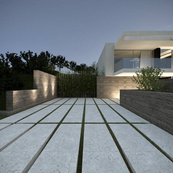 Villa moderne avec pierre et béton blanc près de Nice