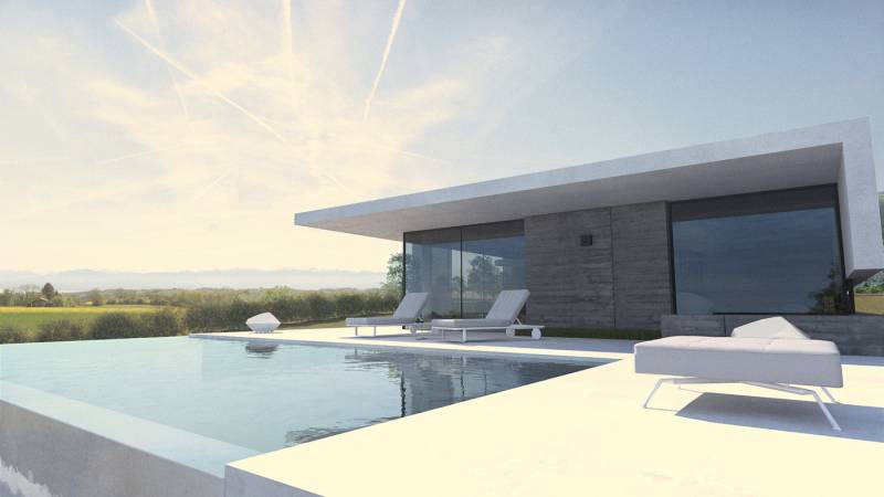 maison toit plat béton près de Lyon